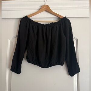 Brandy Melville Black Off-Shoulder Crop Top One Size